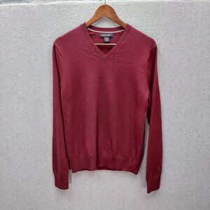 Banana Republic Merino Wool Burgundy Sweater M Mens V-Neck